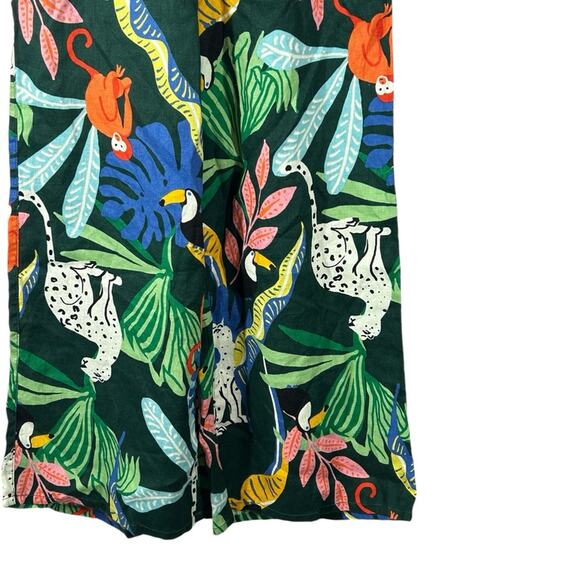 Christian Siriano Linen Wide Leg Pants Tropical Jungle Print NWT Small Resort - Picture 5 of 14